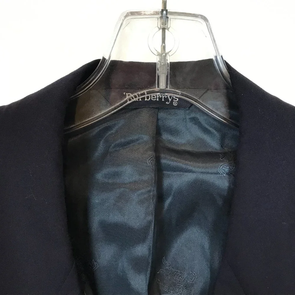 Mens Size 45 LONG 45L Burberry Navy Vintage Pure Wool Sports Coat Blazer Jacket